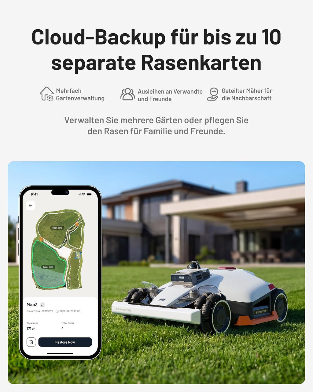 MAMMOTION LUBA 3 AWD 3000 Mähroboter ohne begrenzungskabel+ Garage 3000m²