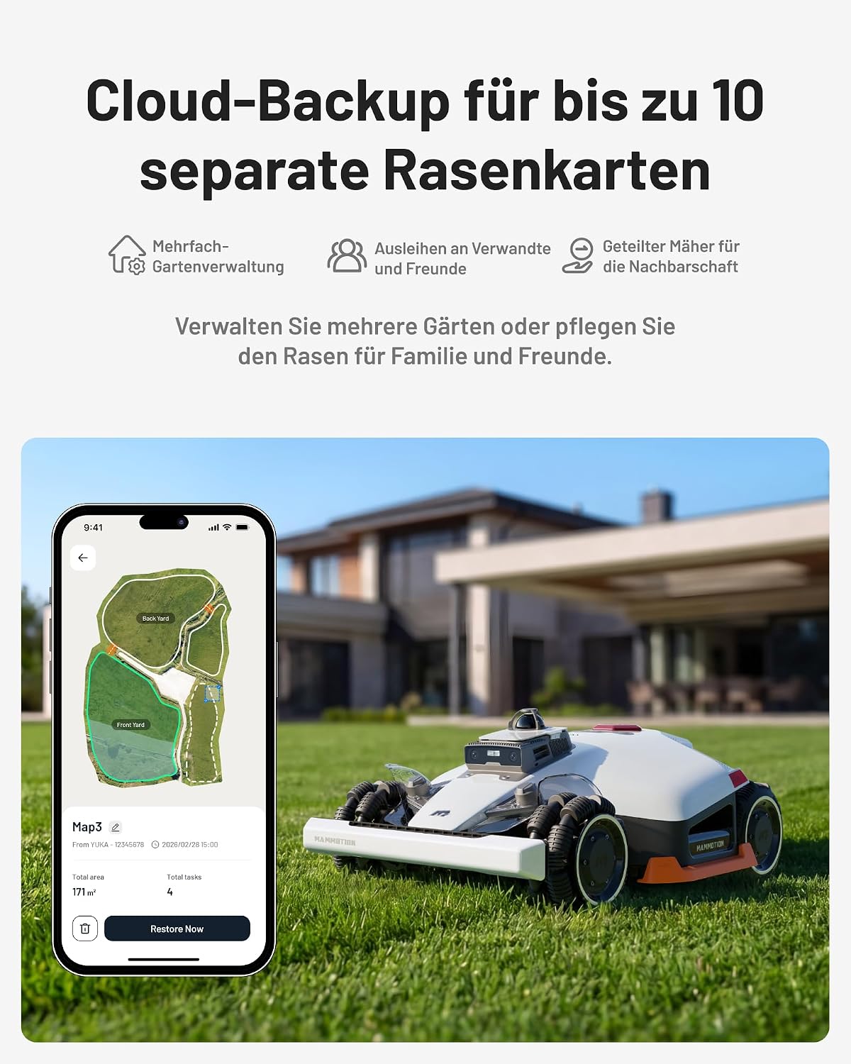 MAMMOTION LUBA 3 AWD 3000 Mähroboter ohne begrenzungskabel+ Garage 3000m²