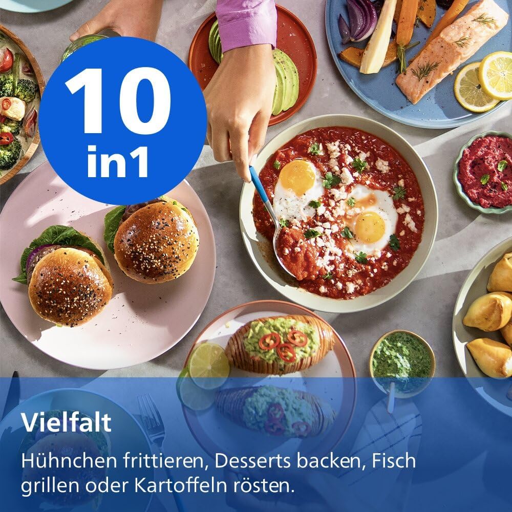 Philips 1000 Series NA154/00 Dual Basket Heißluftfritteuse 7,1L, 10 Funktionen, 2450W, Schwarz