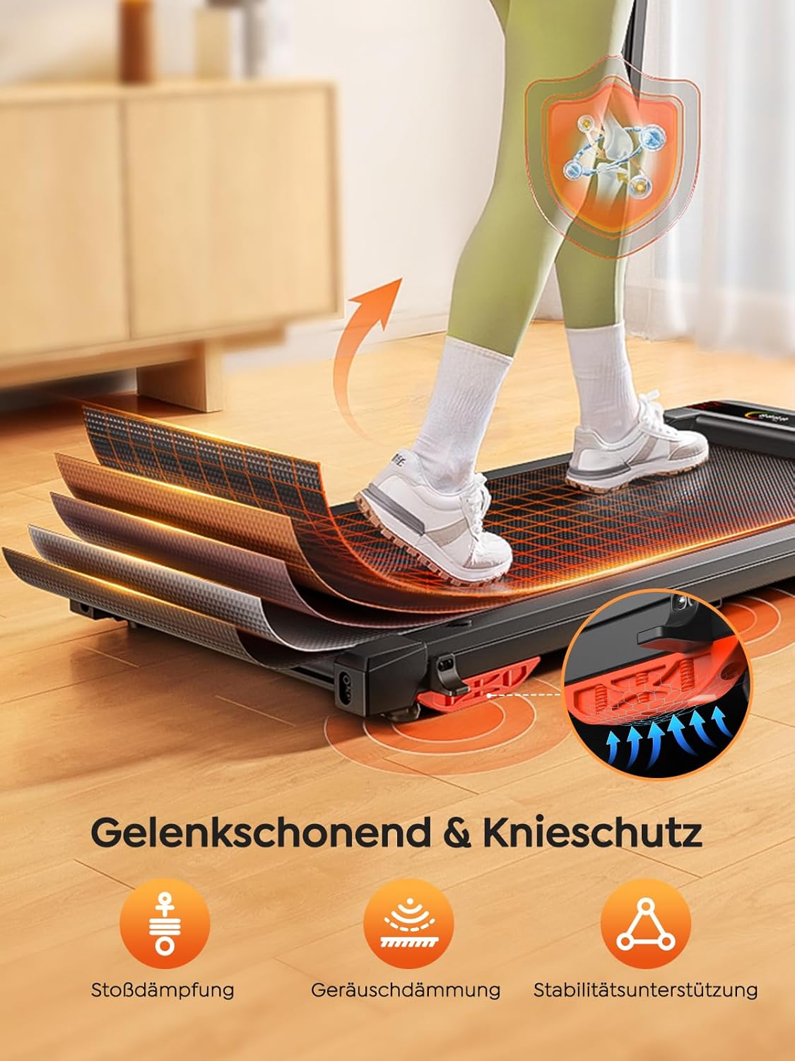 Laufband für Zuhause & Büro Klappbar, Walking Pad mit Steigung - 9% Neigung