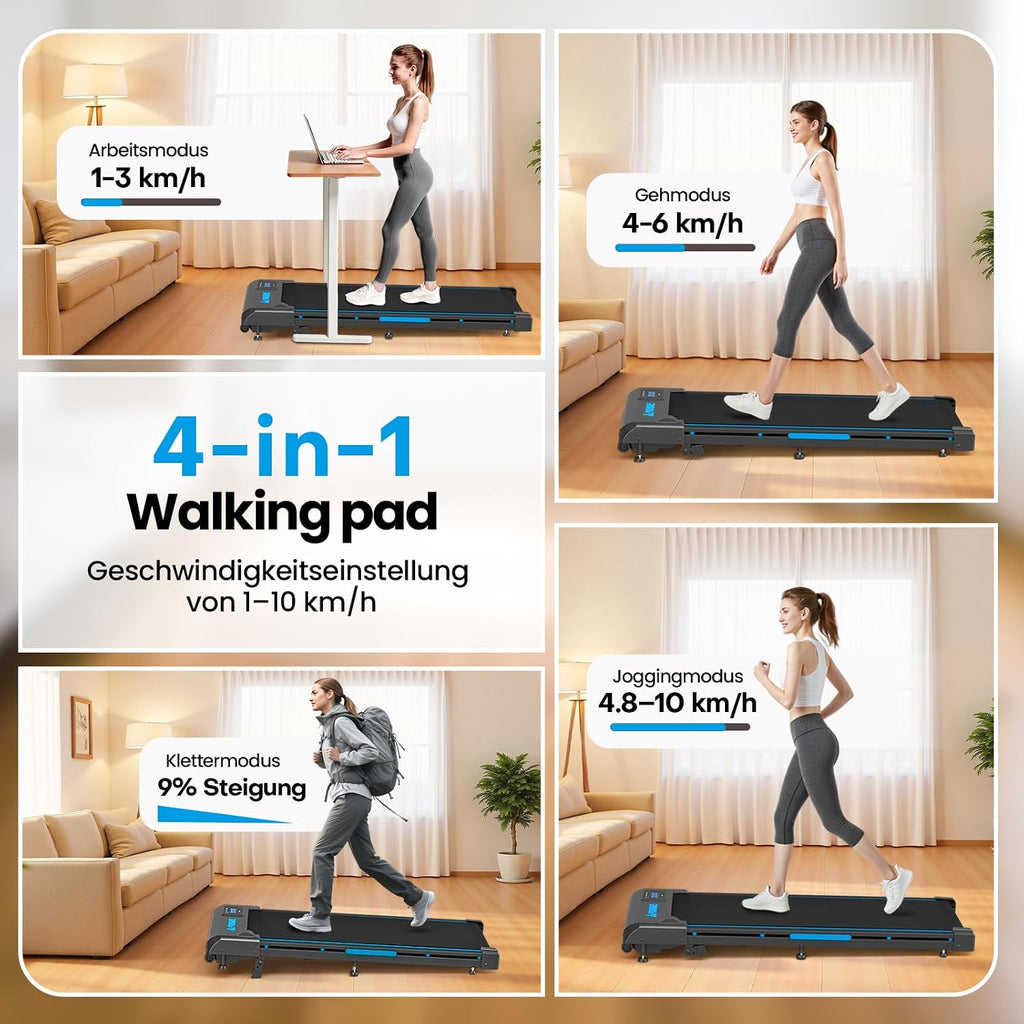 Walking Pad, 12 HIIT Programes Laufband für Zuhause mit 9% Steigung