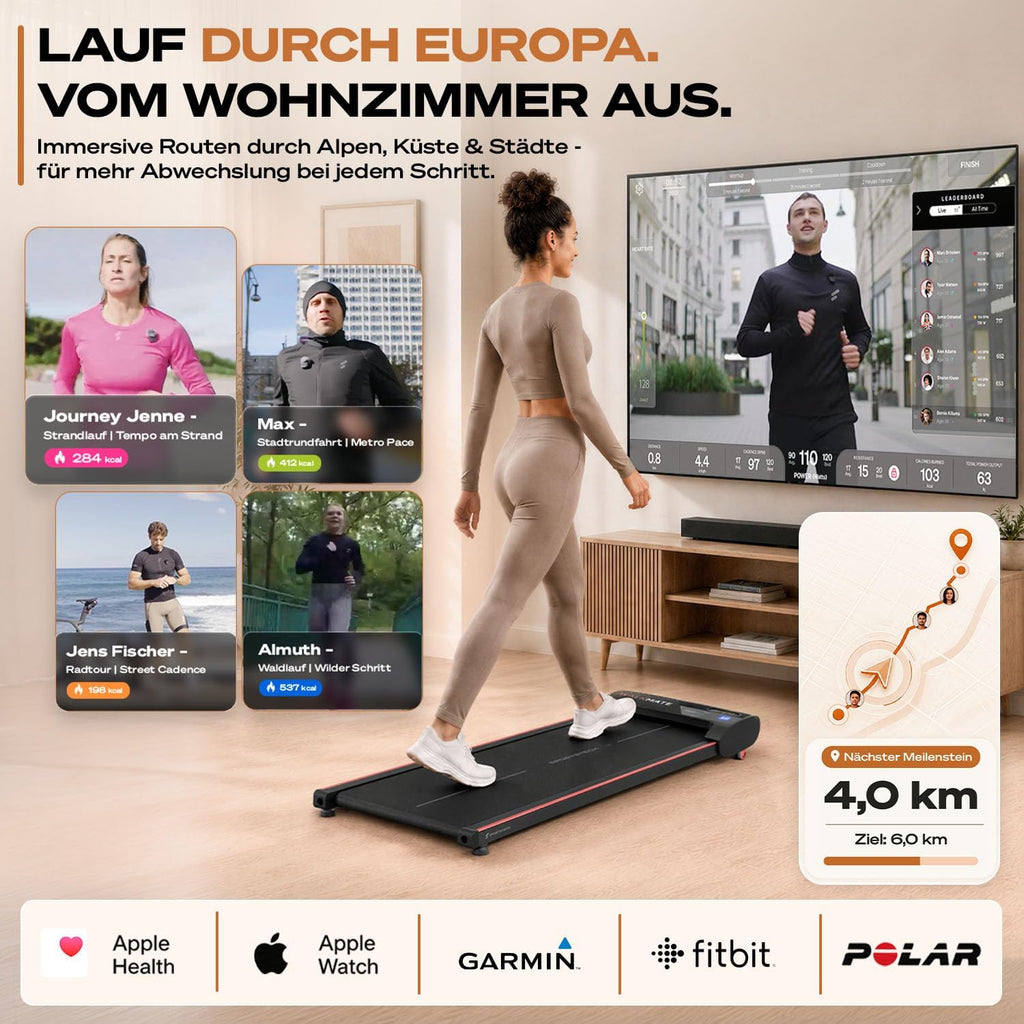 Sportstech, Walking Pad mit Steigung, 150 kg belastbar, 6 km/h, Under Desk