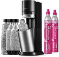 SodaStream – Duo Wassersprudler, inklusive 2x60-Liter CO2-Zylinder, 2x 1 Liter Glasflasche, 2x BPA-freie Flasche 1 Liter, spülmaschinengeeignet, umweltfreundlich & weniger Einweg-Plastikmüll, titan