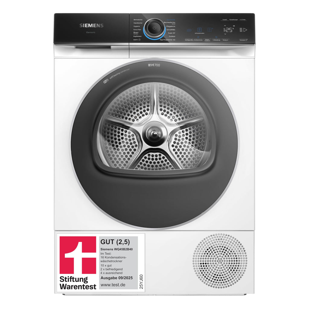 Siemens iQ700 Smarter Wärmepumpentrockner 9 kg autoDry WQ45B2B40