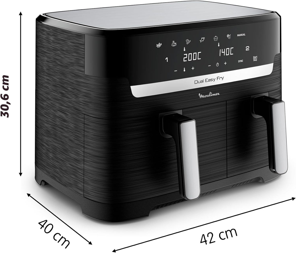 Moulinex - Easy Fry Dual air fryer - 7 programs - 8.3L - Black