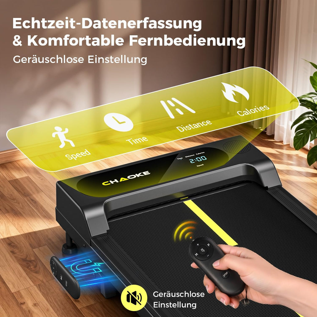 Walking Pad mit Steigung 9%, 1-10 km/h Laufband für Zuhause mit APP, 2.75HP Walking Pad Cardio für Home-Office mit Eingebaute Lautsprecher, LED-Anzeige, Leise Schreibtisch Laufband