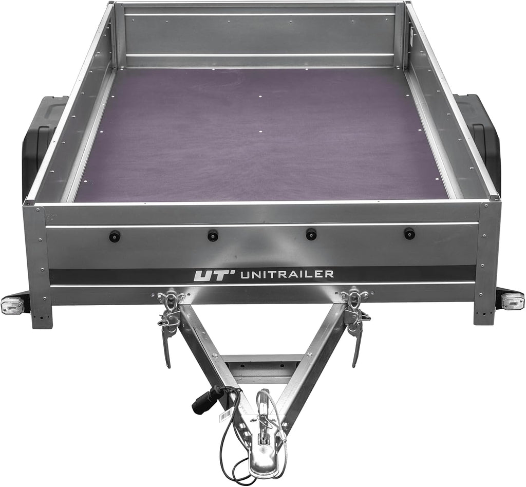 UNITRAILER Auto Anhänger Garden Trailer 230 Kipp – PKW Anhänger 750KG, 230cm x 125cm Transportfläche, Robuste Struktur Aus Verzinktem Stahl, Klappbarer Deichsel