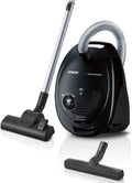 Siemens Staubsauger mit Beutel synchropower VS06B112A, Bodenstaubsauger, Hygiene-Filter, Bodendüse für Parkett, Teppich, Fliesen, langes Kabel, Fugendüse, 700 W, schwarz, 700 Watt