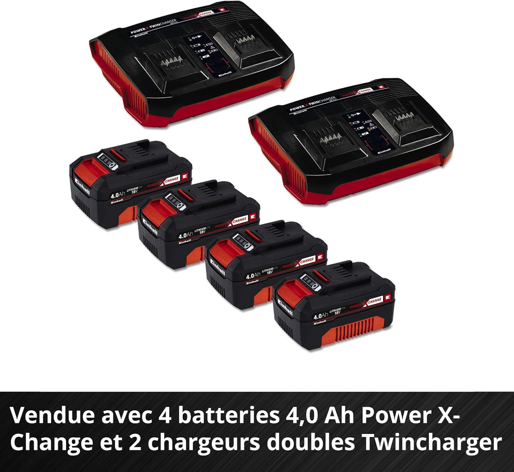 Einhell Professional Cordless Lawnmower GP-CM 36/47 S HW Li Power X-Change (36V, 47cm Cutting Width, Self-Propelled, Carbon Free Motor) Comes with 4 x 4.0Ah Batteries and 2 Dual Chargers