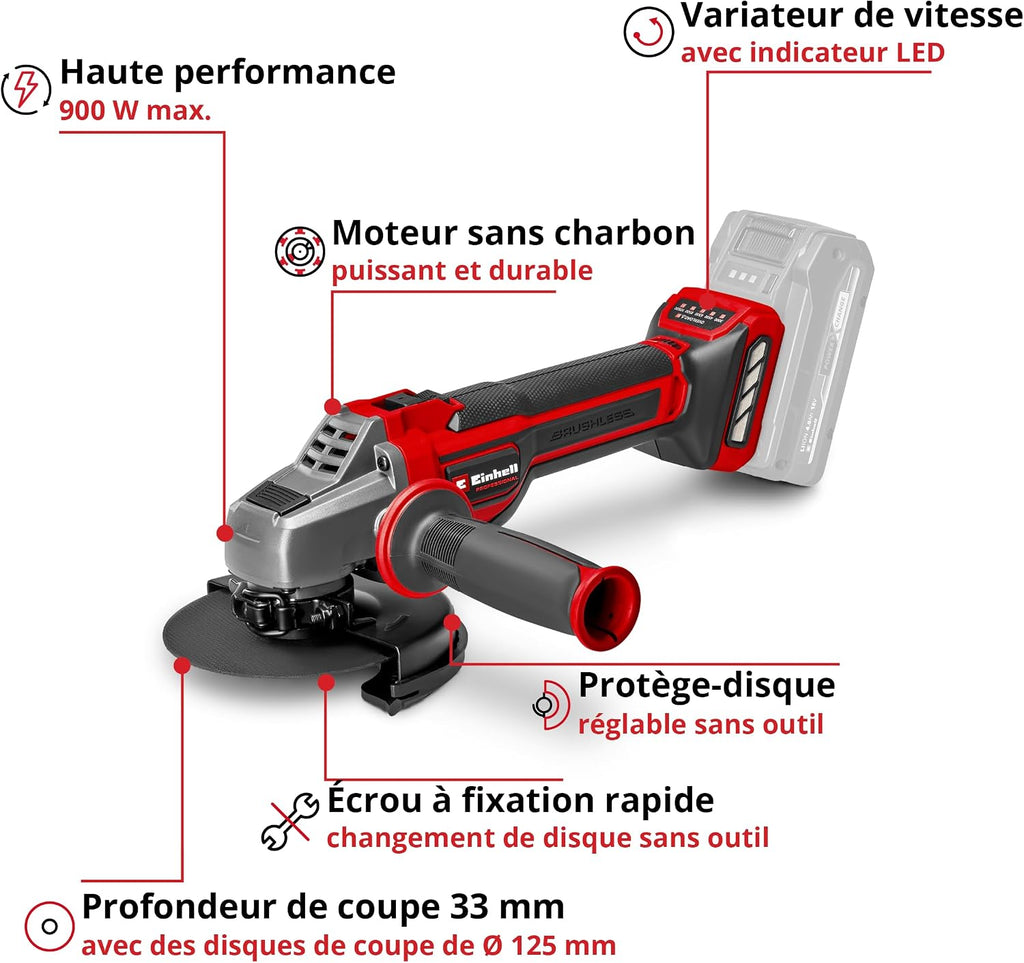 Einhell Professional Cordless Angle Grinder TP-AG 18/125 CE Q Li