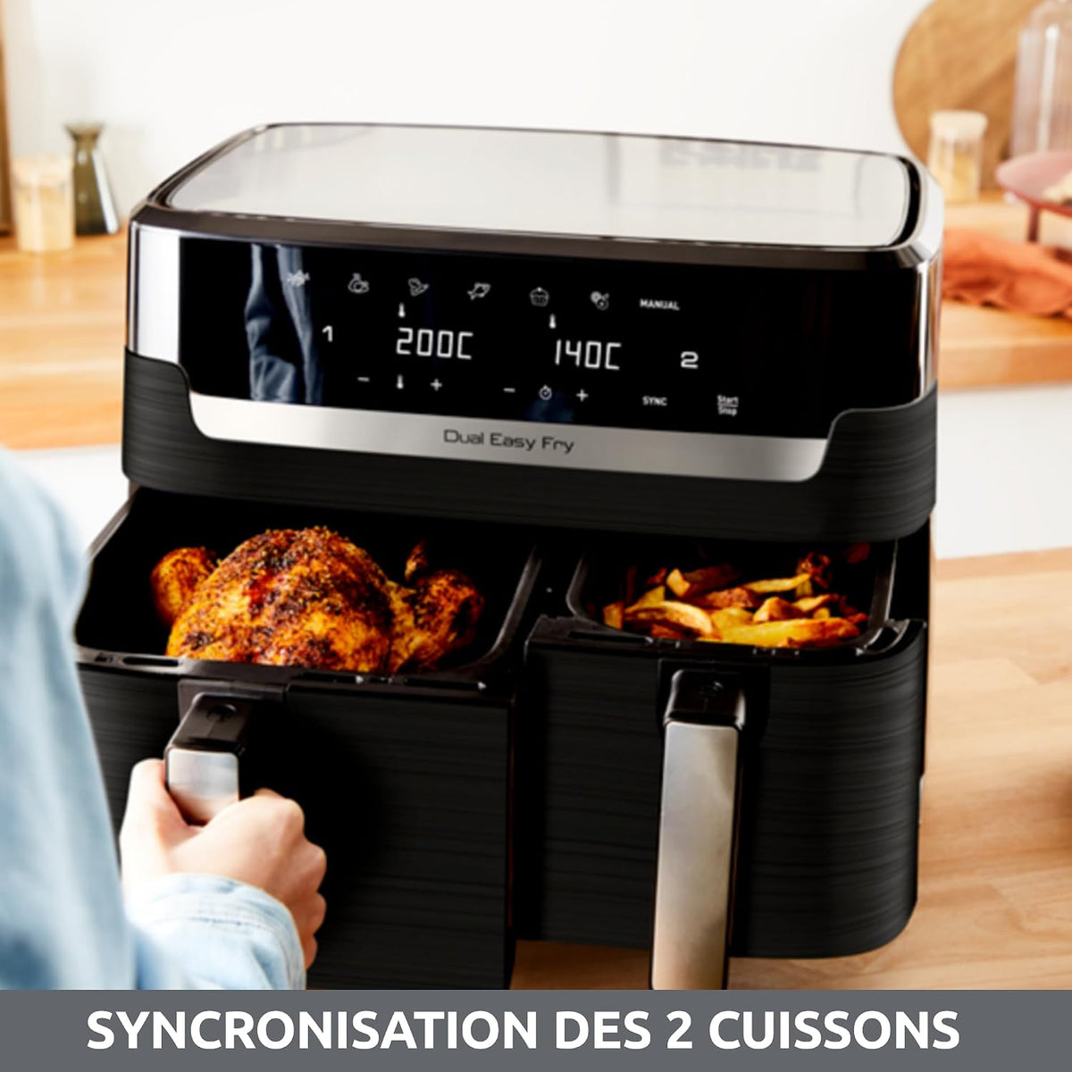 Moulinex - Easy Fry Dual air fryer - 7 programs - 8.3L - Black