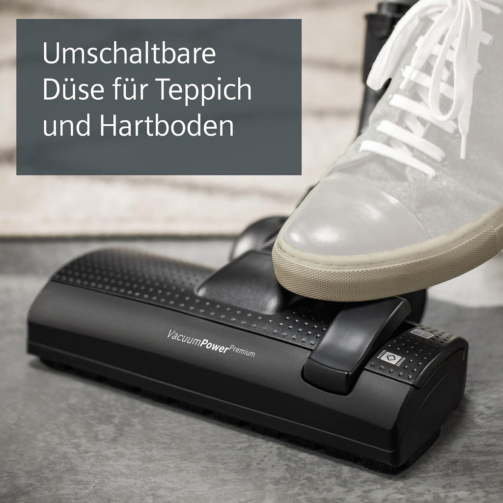 Siemens Staubsauger mit Beutel Z 3.0 extreme power VSZ3XTRM11, Bodenstaubsauger, XXL-Polsterdüse ideal für Tierhaare, Bodendüse für Parkett, Teppich, Fliesen, niedriger Stromverbrauch, 850 W, schwarz