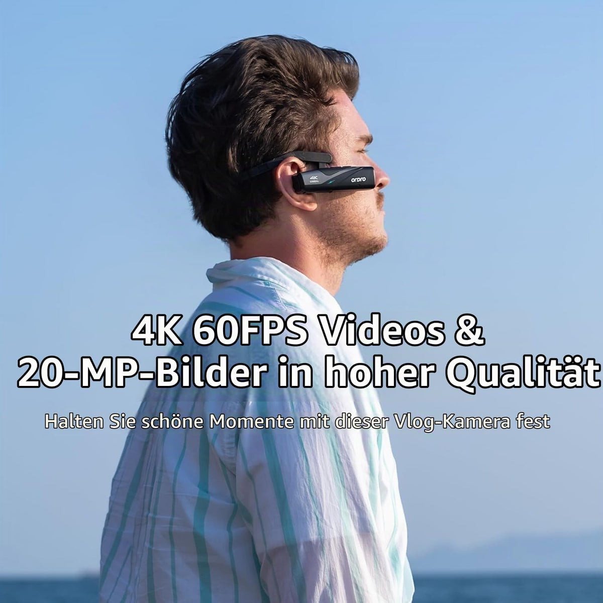 ORDRO Video Camera 4K EP8 Portable Camera POV Recording, Ultra HD 4K 60fps Camcorder with 1/2.8 Inch Sensor, 2-Axis Gimbal Stabiliser, 2.4/5G WiFi, with Remote Control and 64GB MicroSD Card