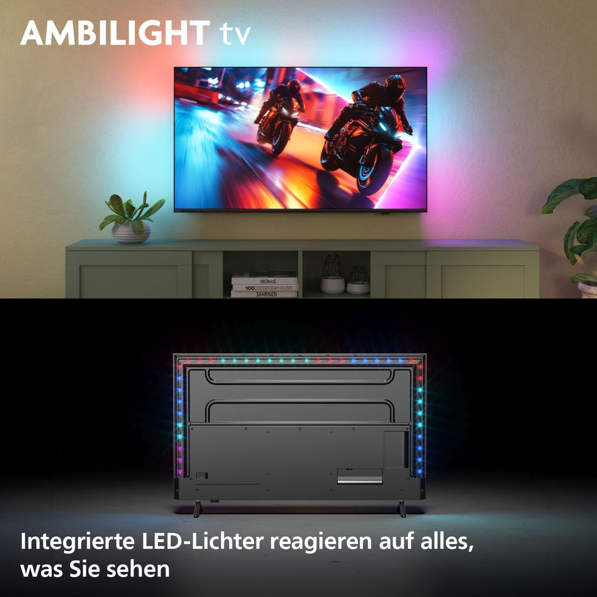 PHILIPS Ambilight 55MLED910 Mini LED 4K Smart TV - 55 Zoll Display mit P5 Perfect Picture Engine Ultra HD, Titan OS, Dolby Vision Und Dolby Atmos Sound