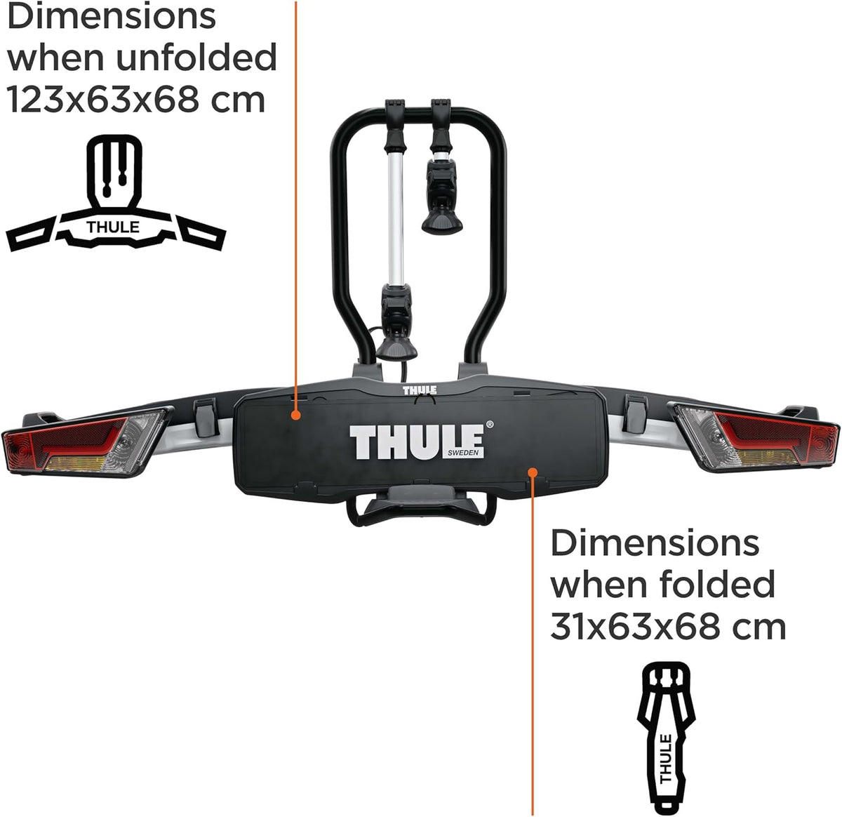 Thule 933B EasyFold XT 2 Ersatz-Träger/Stangen, 13-polig, Anhängerkupplung, Schwarz