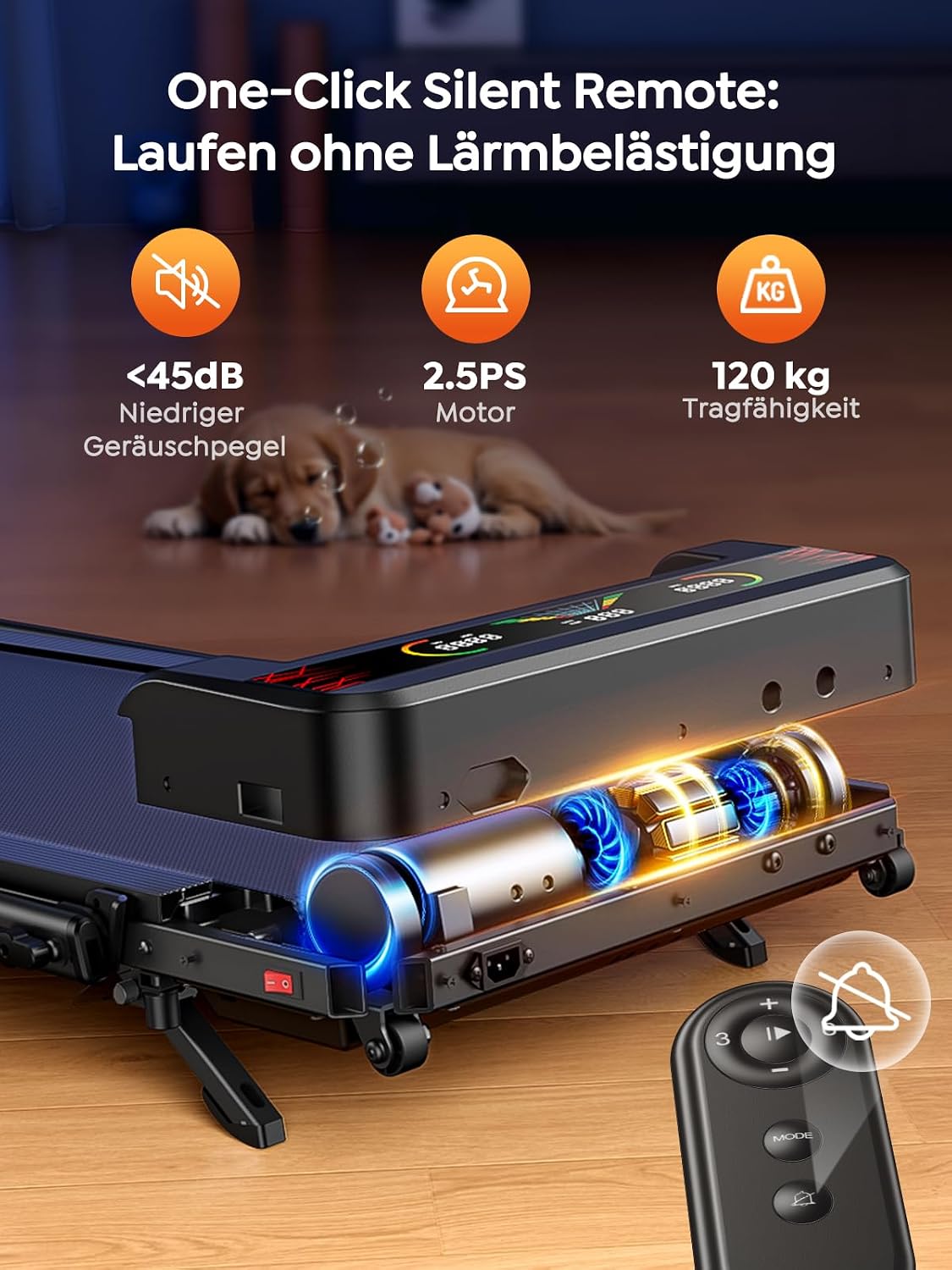 Laufband für Zuhause & Büro Klappbar, Walking Pad mit Steigung - 9% Neigung