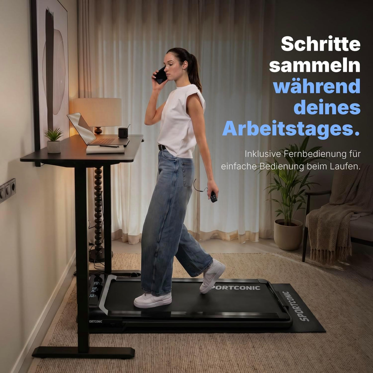 Sportconic Treadmill 1-12 km/h - Foldable & Electric for Home - Quiet Under Desk Use - Walking Pad with Incline, Tablet Holder