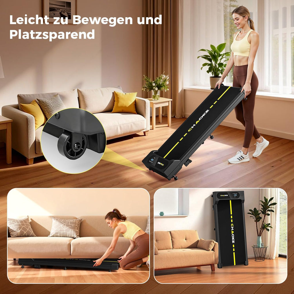 Walking Pad mit Steigung 9%, 1-10 km/h Laufband für Zuhause mit APP, 2.75HP Walking Pad Cardio für Home-Office mit Eingebaute Lautsprecher, LED-Anzeige, Leise Schreibtisch Laufband