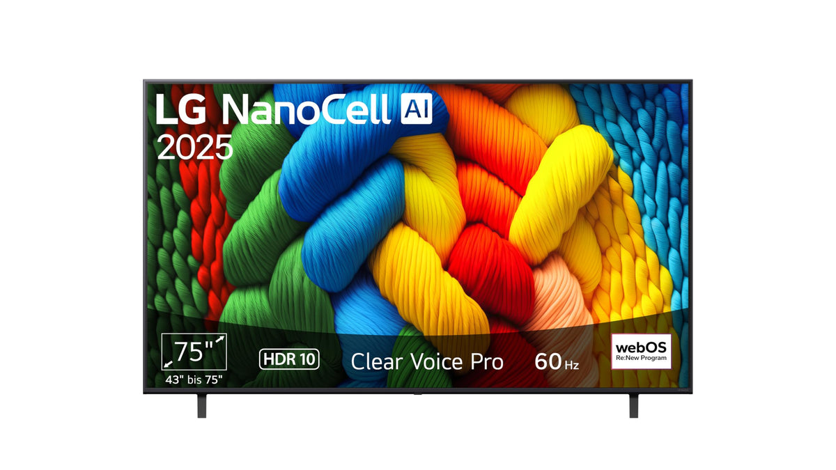 LG 50NANO80A6B TV 50 Zoll (127 cm) 4K NanoCell AI TV (α7 Gen8 4K AI Prozessor, webOS 25, 60Hz) [Modelljahr 2025]