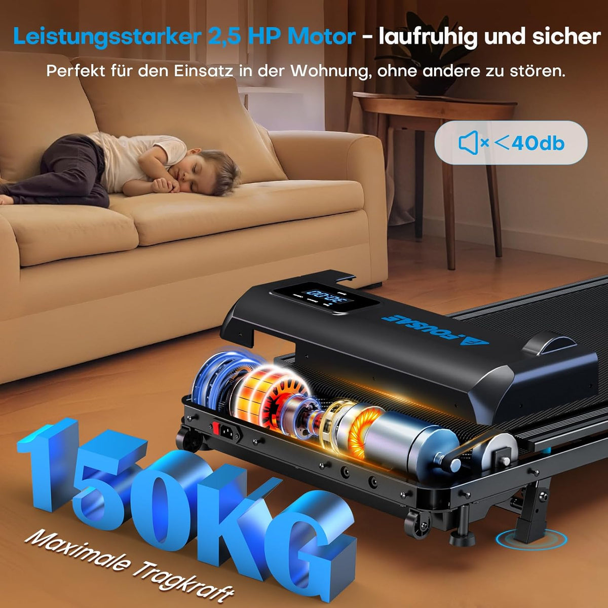 Walking Pad, 12 HIIT Programes Laufband für Zuhause mit 9% Steigung