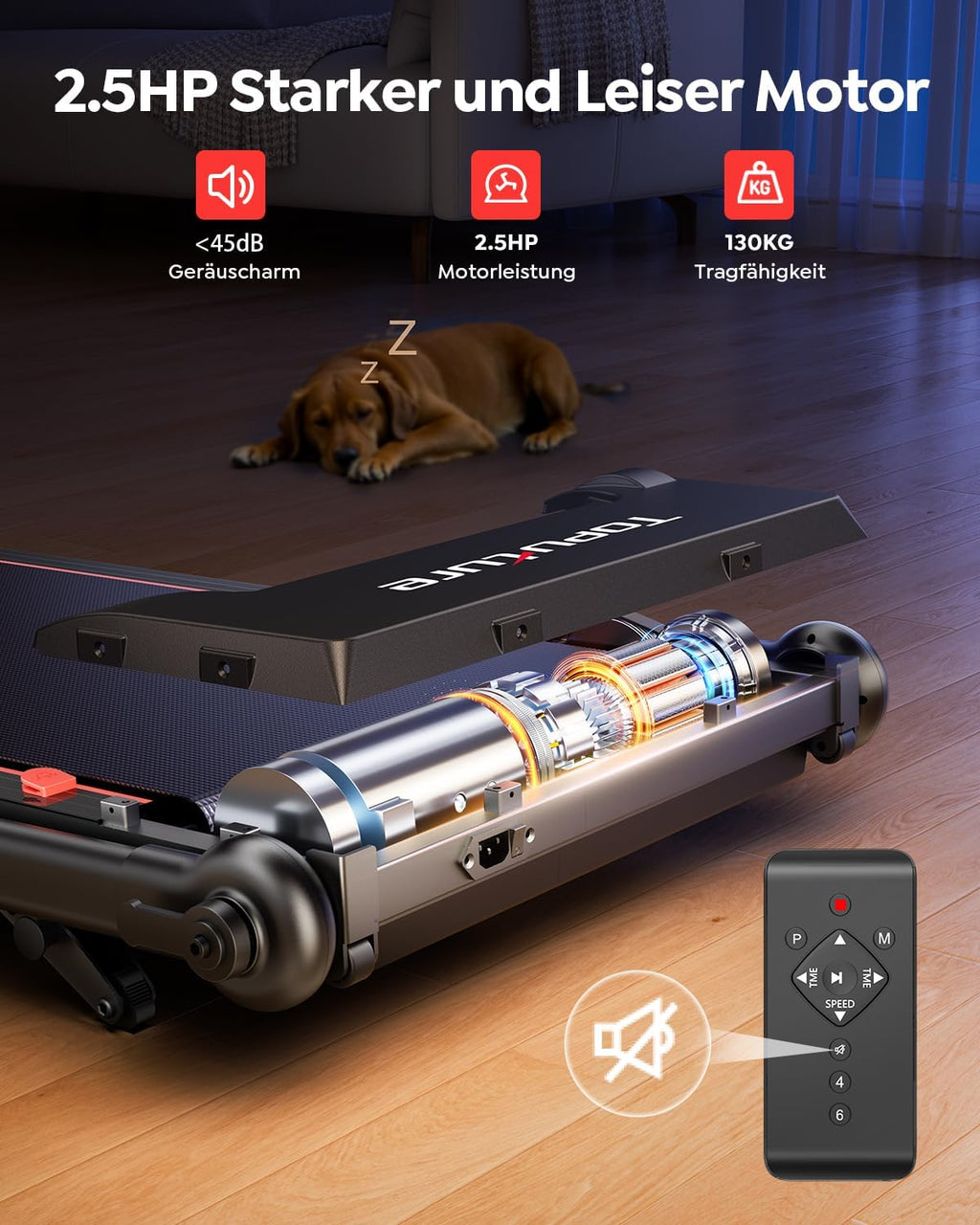 Laufband für Zuhause 12km/h, 6 IN 1 Elektrisches Laufband mit 10% Steigung, 1080MM Einziehbares Steigrohr, Controllo App, 360° Tablet Holder, 2.5HP Leiser Motor, LED Anzeige