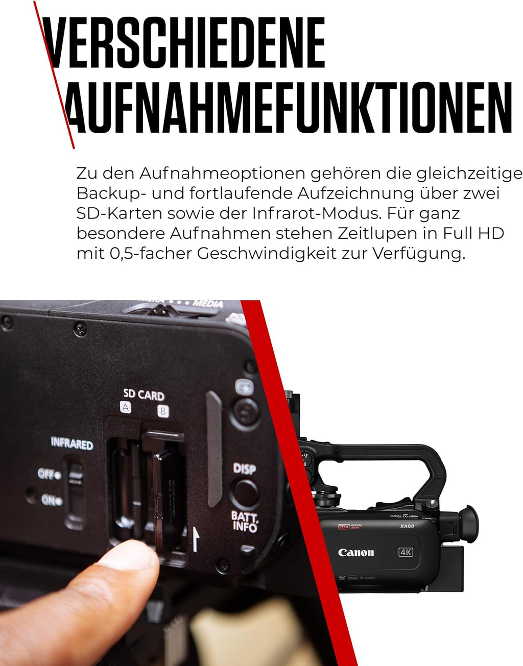 Canon XA60 Professional 4K Video Camera, 20x Optical Zoom, CMOS Sensor
