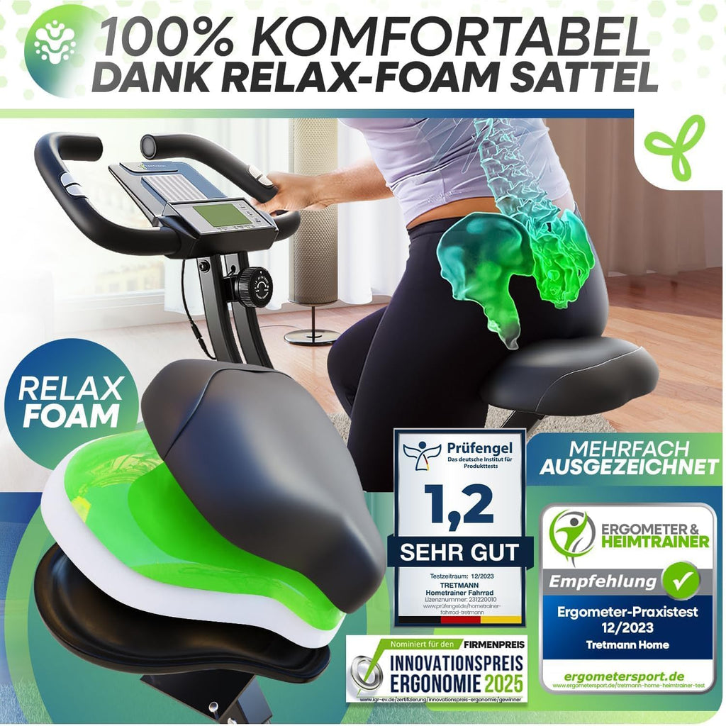 Tretmann Home Fahrrad klappbar – extra bequem & leise, bis 150 kg belastbar