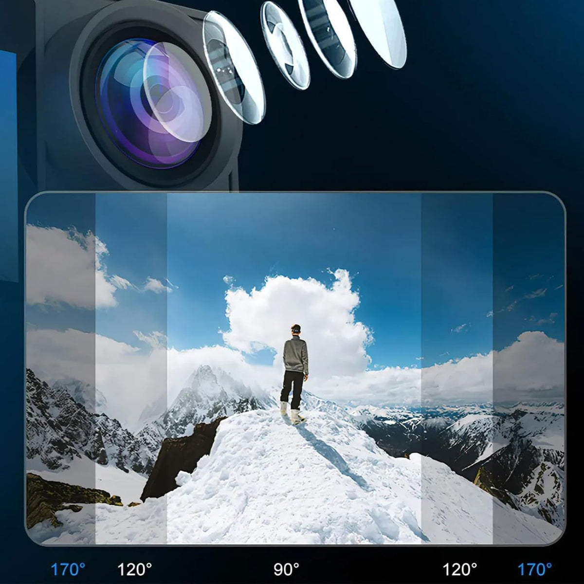 AONEGOLD Danxon 50MP Action Kamera 5K Dual Display EIS Stabilisierung 30m Wasserdicht mit Zubehör Grau