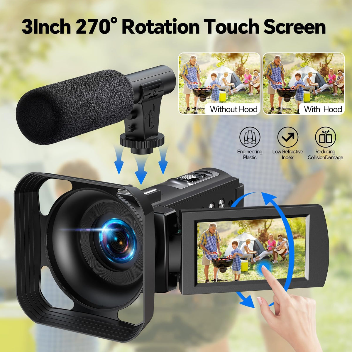 Firephoto Video Camera Camcorder 5K 56MP Vlogging Camera for YouTube