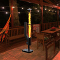 Outdoor Pellet Fire Bowl - Spiral Swirling Flame Column with Glass Tube Provides a Cozy Atmosphere on Patio and Garden, Ideal for Backyard and Camping