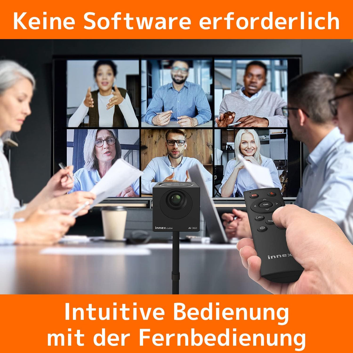 Innex Cube 4K 360° Videokonferenzkamera mit Mehreren KI-Modi