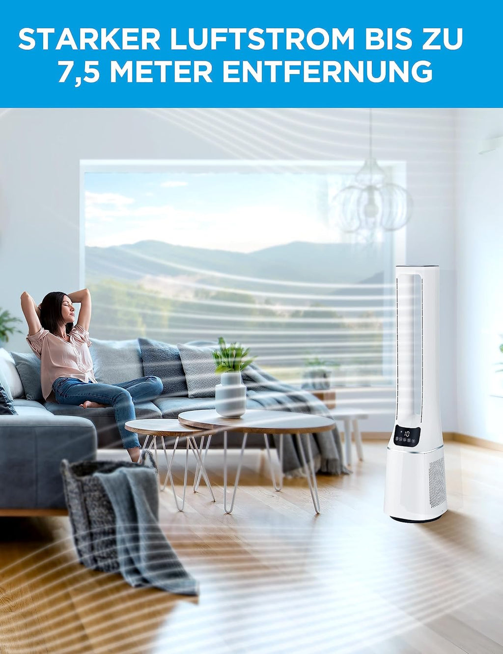 Midea MFP-120 2-in-1 Luftreiniger & Ventilator, H13, 99,97%, SensiCool, 47,6 m², Weiß