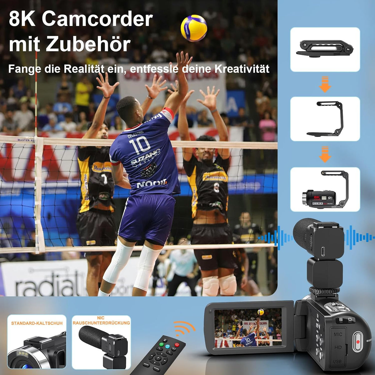 Video Camera Camcorder 8K 64MP WiFi 18X Digital Zoom Night Vision Vlog