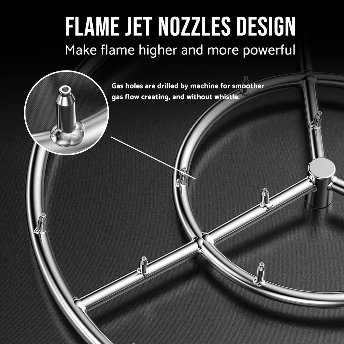 Skyflame 24" Round Stainless Steel Fire Pit Jet Burner Ring High Flame