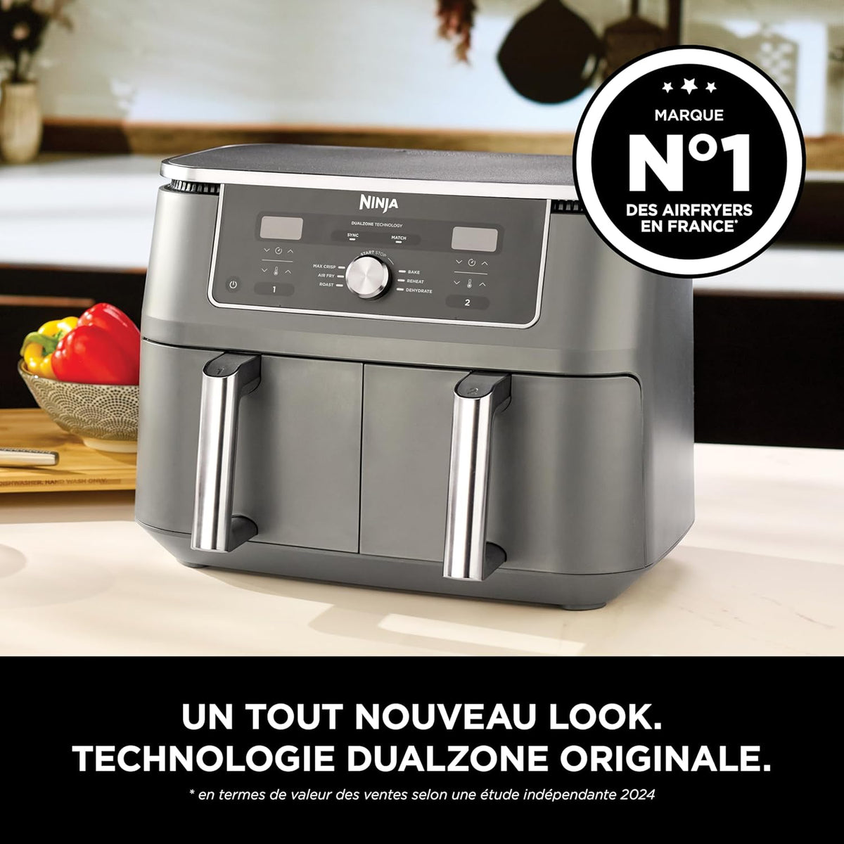 Ninja MAX DualZone, Air Fryer XL, 2 Drawers, 9.5 L, 6-in-1, DZ400EU