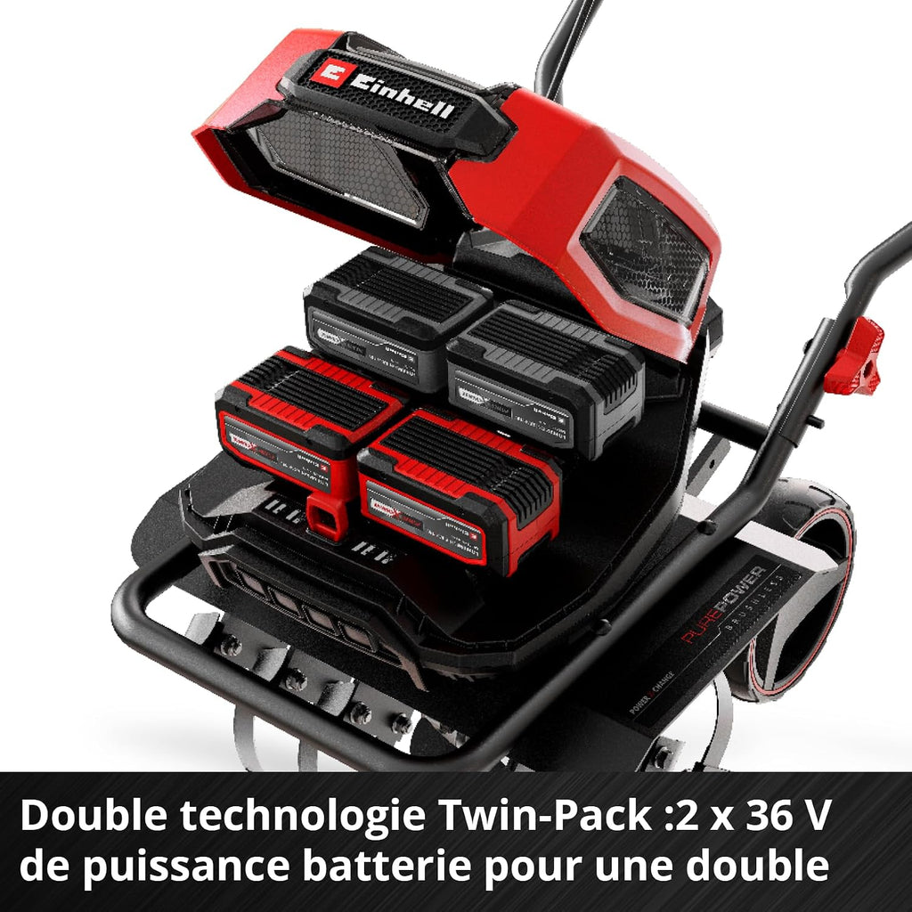 Einhell GP-CR 36/45 Li E BL-Solo Power X-Change Cordless Tiller (36 V, Carbonless Motor, Working Width 45 cm, Working Depth 23 cm, Height Adjustable Wheels)
