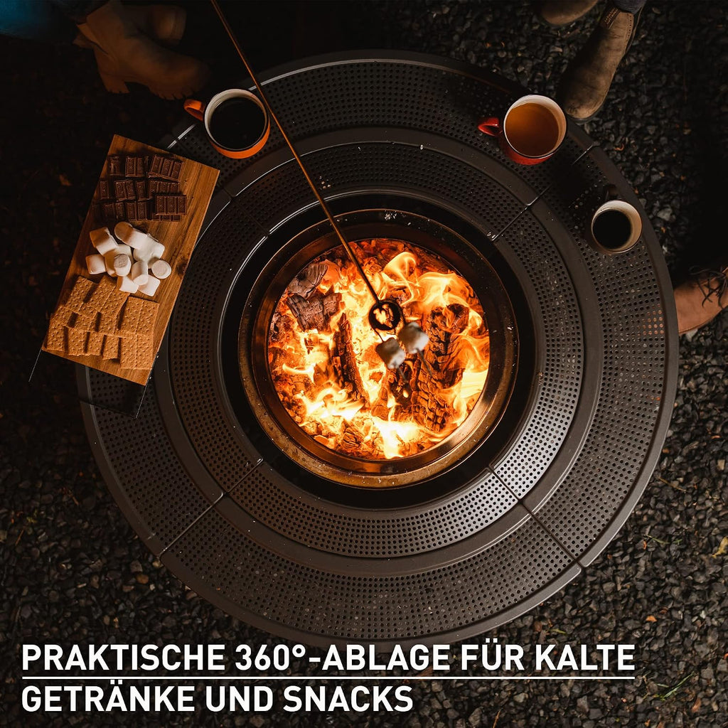 Solo Stove Surround Fire Pit Table with Heat Protection Large | Raiser and Storage for Yukon Powder Coated Steel/UV Resistant Material - Height 52cm Width 133.5cm Black
