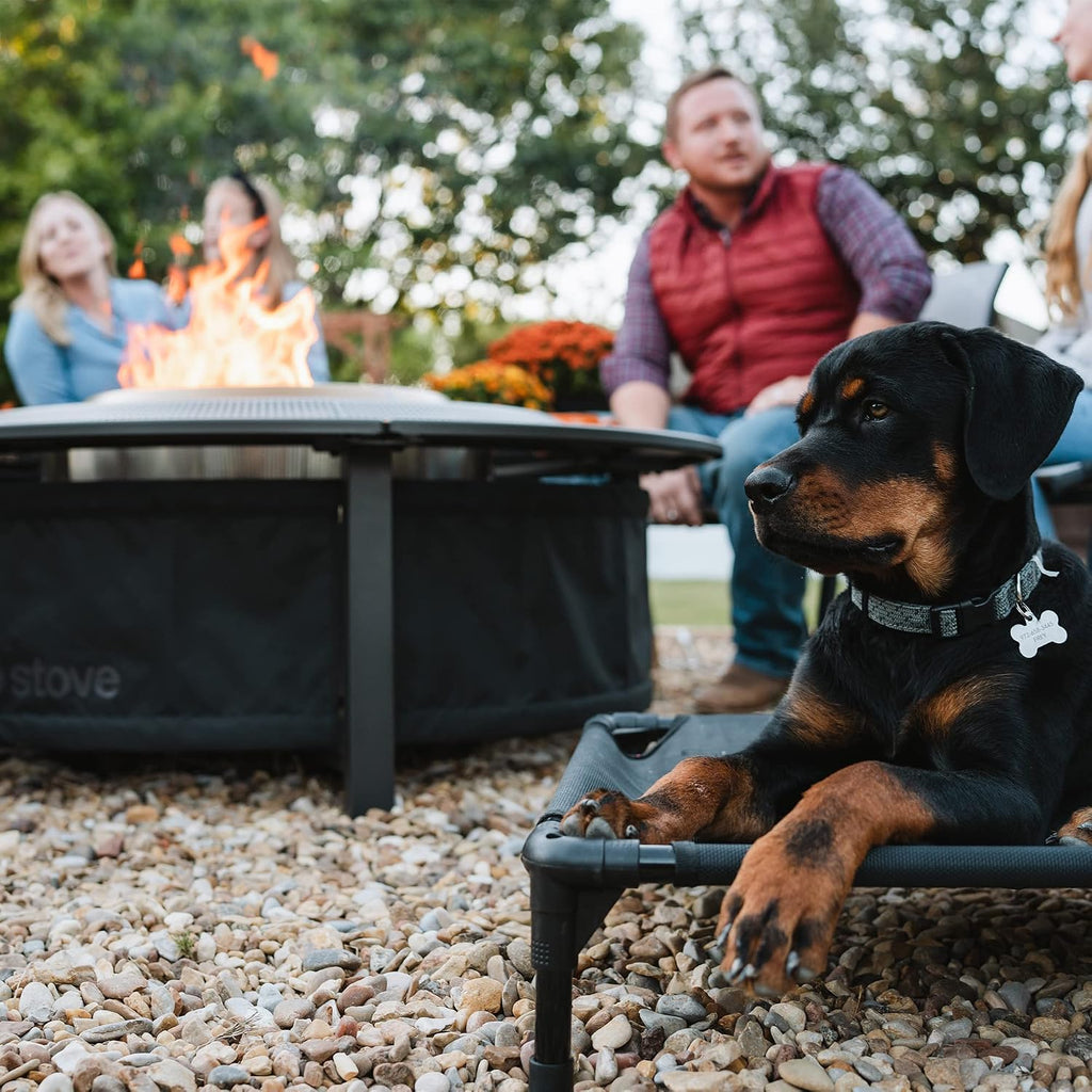 Solo Stove Surround Fire Pit Table with Heat Protection Large | Raiser and Storage for Yukon Powder Coated Steel/UV Resistant Material - Height 52cm Width 133.5cm Black