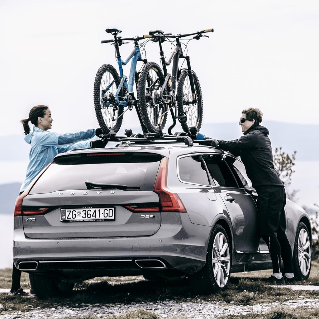 Thule 598001 Dachträger-Fahrradhalter, 20 kg, Rahmen- & Radhalterung, TÜV/GS, Schloss, Schwarz