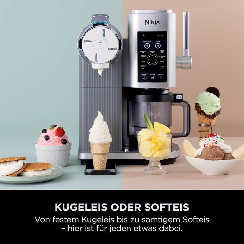 Ninja CREAMi Scoop & Swirl Eismaschine mit 2 Behältern Platinsilber NC701EU