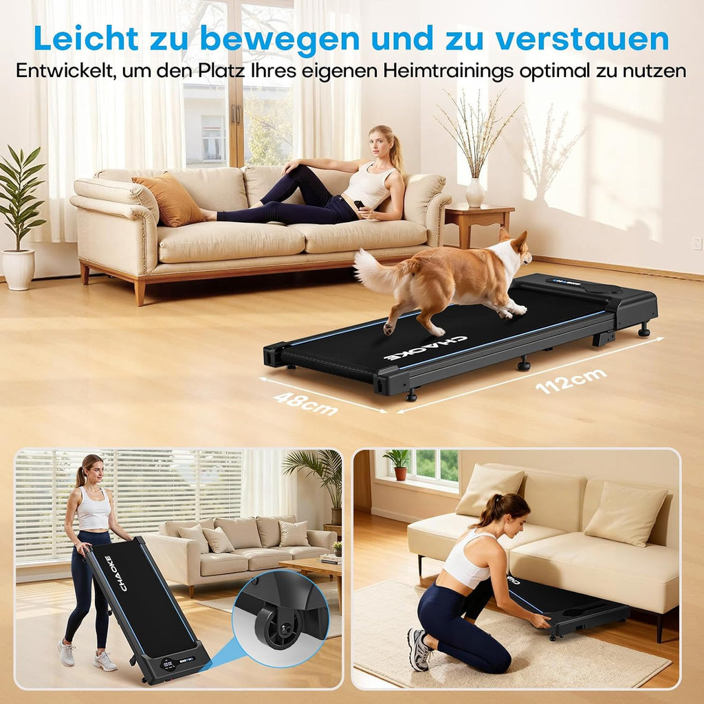 CHAOKE Walking Pad Laufband mit 9% Steigung, 10 km/h Schreibtischlaufband für Zuhause und Büro, 2,75 PS leiser Motor, Bis zu 150 kg Belastbarkeit, 12 HIIT-Programmen und Fernbedienung