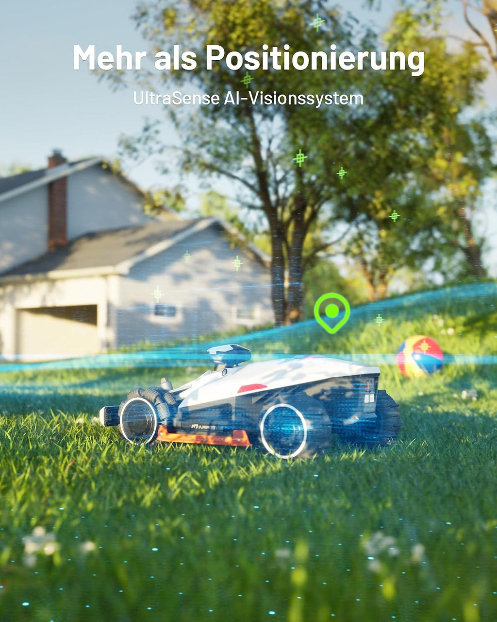 MAMMOTION LUBA 2 AWD 5000X Mähroboter ohne Begrenzungskabel, NetRTK+Vision, Keine RTK-Antenne erforderlich, Auto-Kartierung, Empf. 5000m², Max. 6000m², mit 4G-Modul, 80% Steigung
