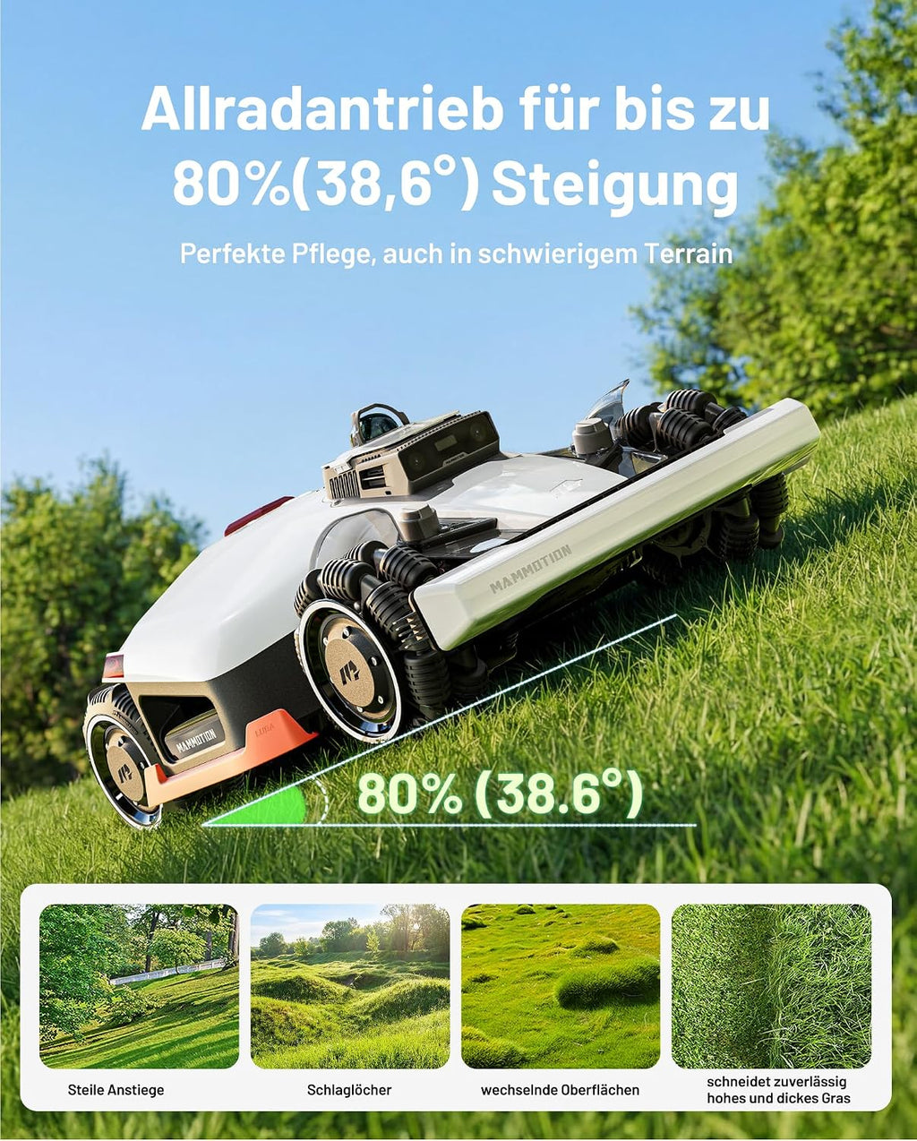 MAMMOTION LUBA 3 AWD 3000 Mähroboter ohne begrenzungskabel+ Garage 3000m²