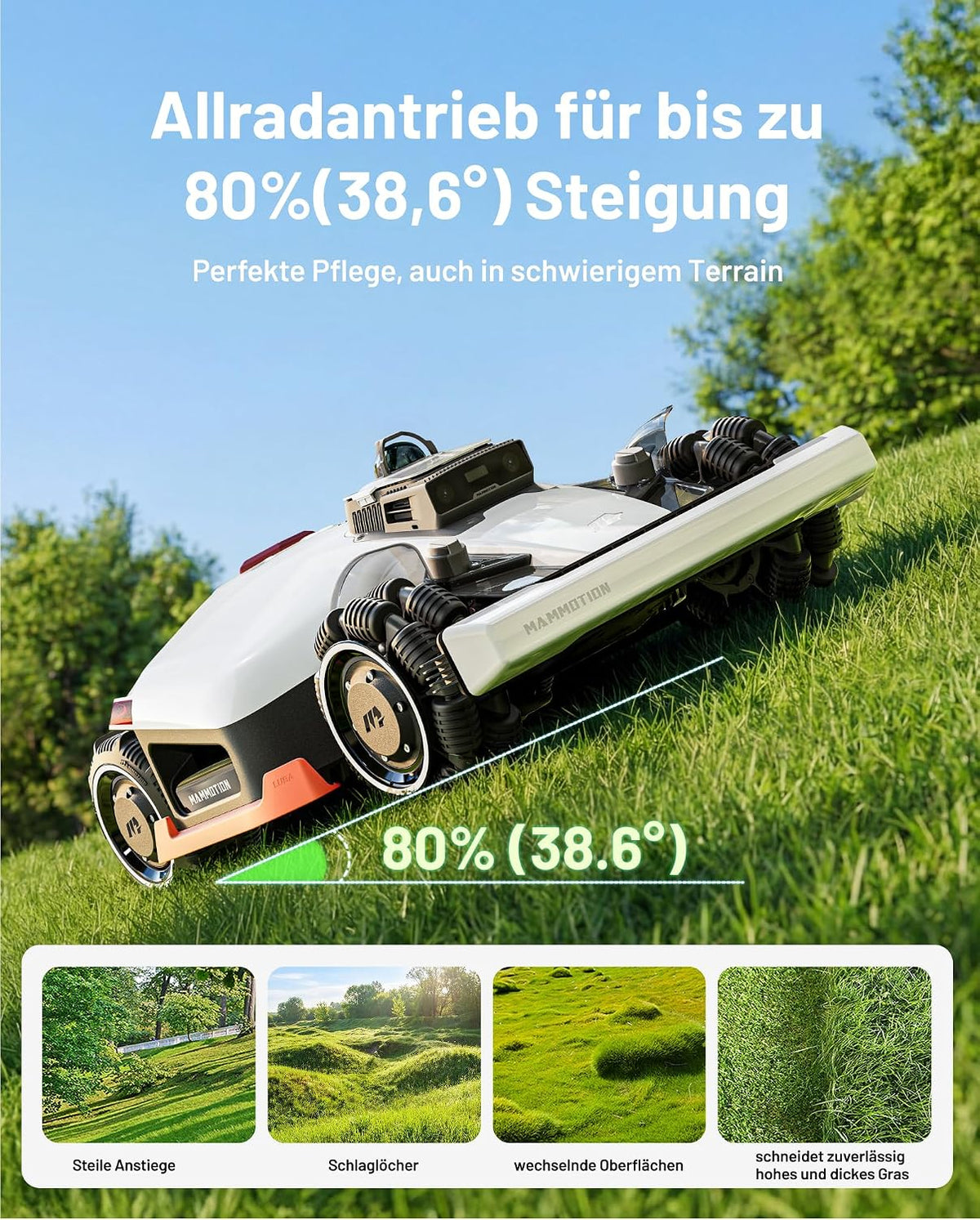 MAMMOTION LUBA 3 AWD 3000 Mähroboter ohne begrenzungskabel+ Garage 3000m²