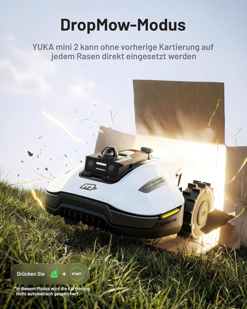MAMMOTION YUKA mini 2 800LiDAR Rasenmäher Roboter mit Washstand