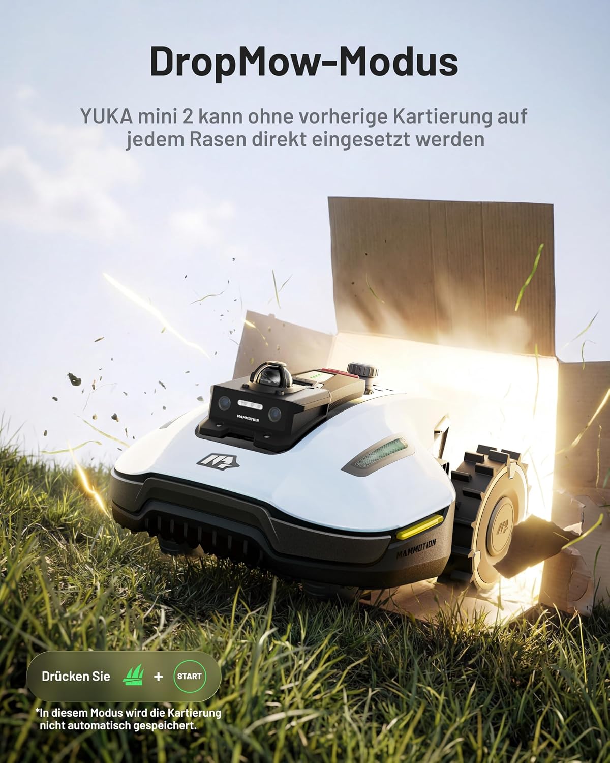 MAMMOTION YUKA mini 2 800LiDAR Rasenmäher Roboter mit Washstand
