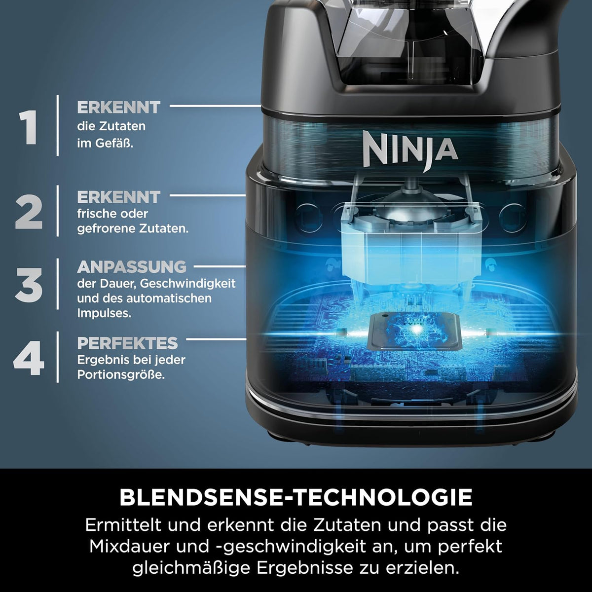 Ninja Detect TB401EU Standmixer 3-in-1, 1200W, BlendSense, 20 Funktionen, Küchenmaschine, Schwarz