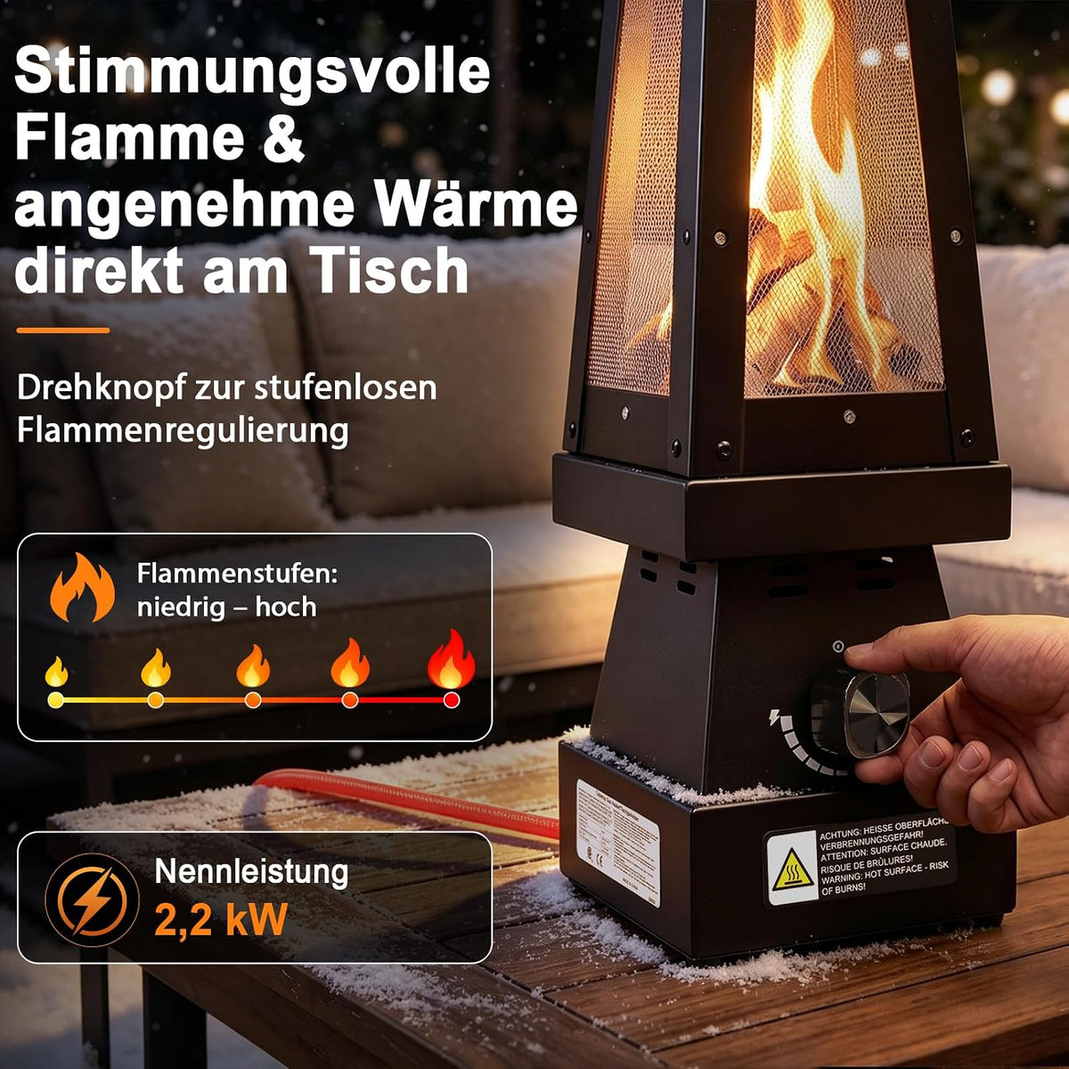 Uniflasy Propane Gas Table Fire, Outdoor Table Fireplace for Patio, Garden