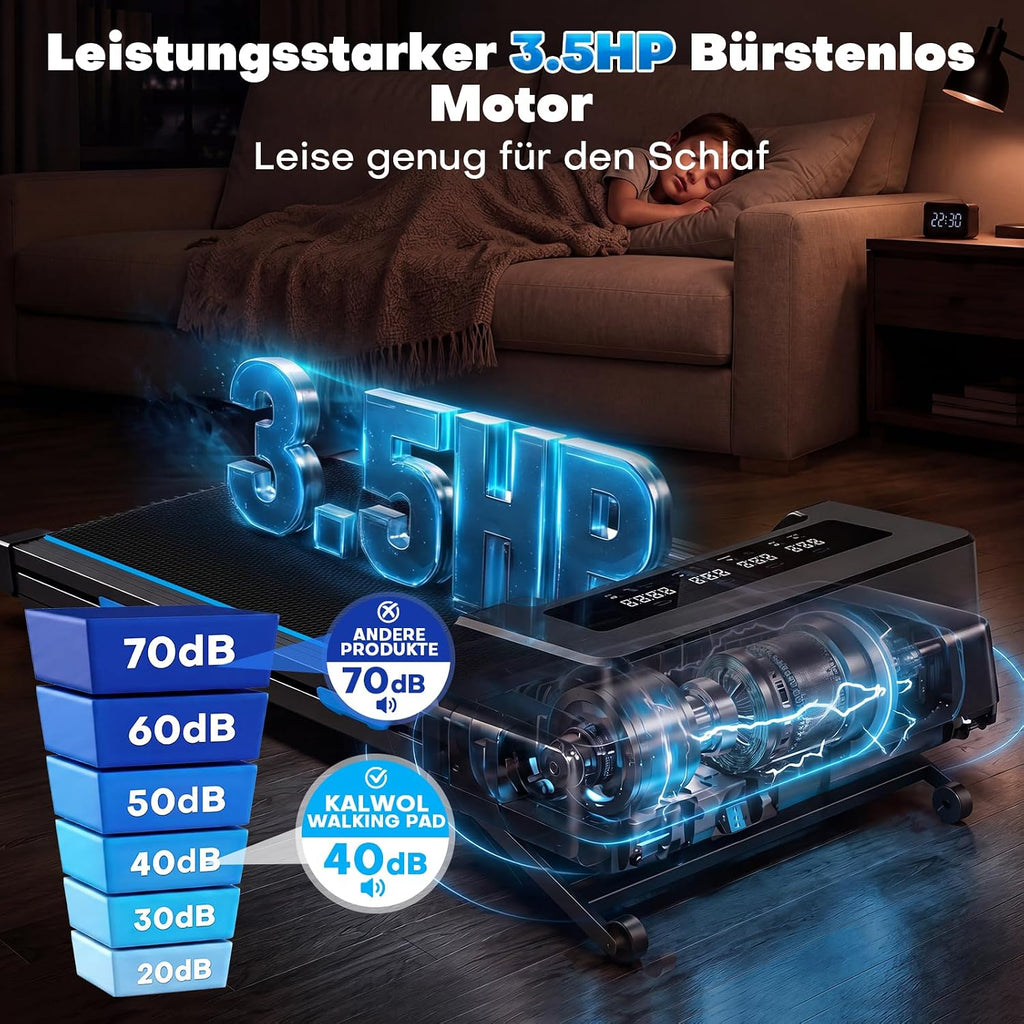 Walking Pad mit 14% Automatischer Steigung, 5 In 1 Laufband für Zuhause mit 3.5 HP bürstenloser Motor, 10km/h Laufband Schreibtisch für Zuhause & Büro mit LED-Display, 12 HIIT-Programme, Bis 180 kg