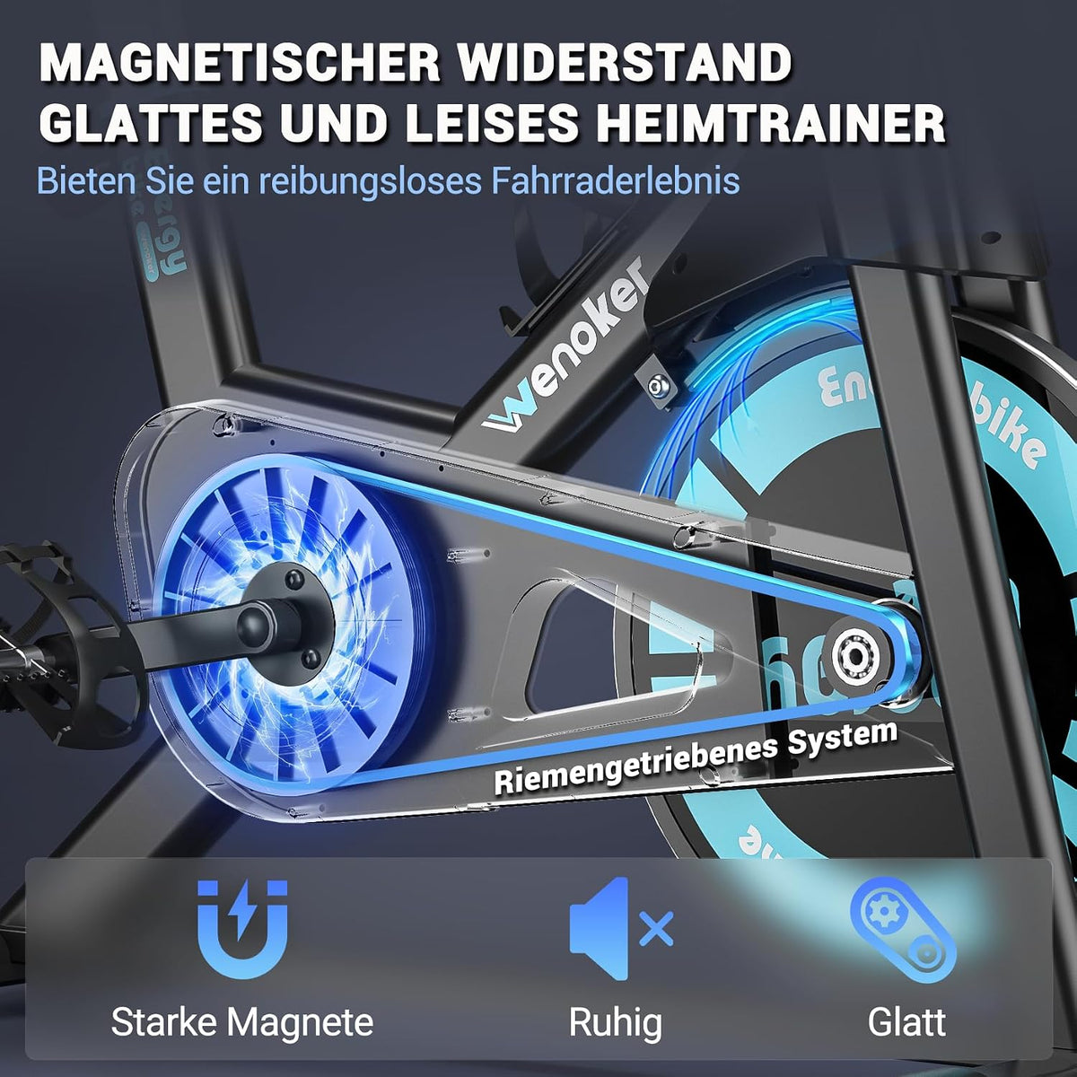 WENOKER Heimtrainer Fahrrad, Magnetwiderstand mit 15 dB